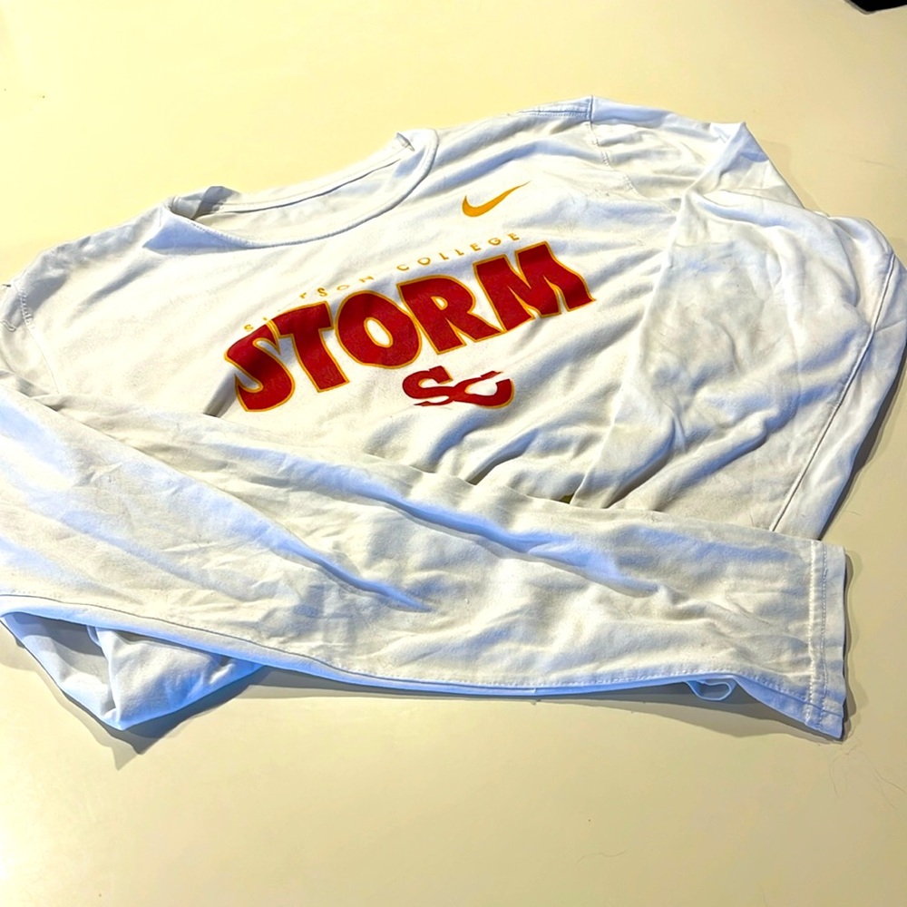 Long sleeved Nike dri fit Simpson College Storm shirt